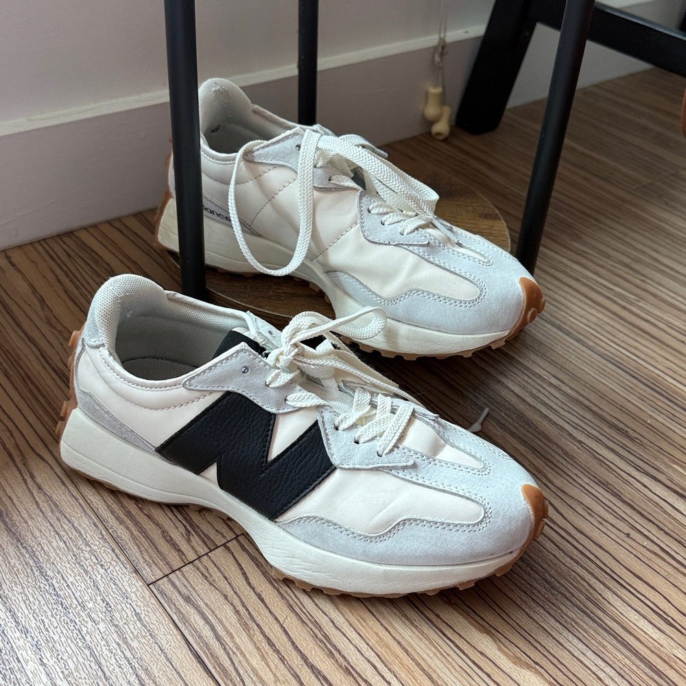 New Balance White Black Cream Athletic Sneakers